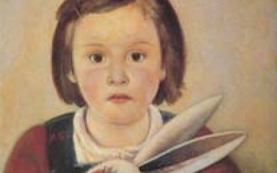 043 - Bambina con coniglio di gomma