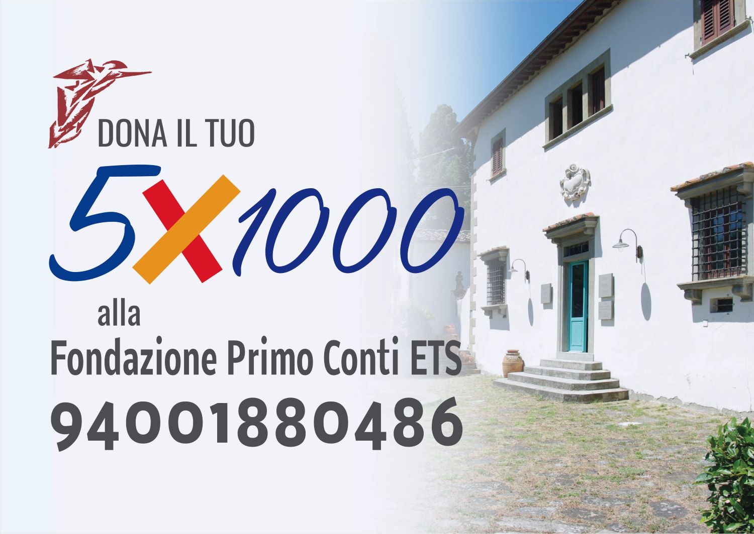 Banner del 5x1000 alla fondazione primo conti