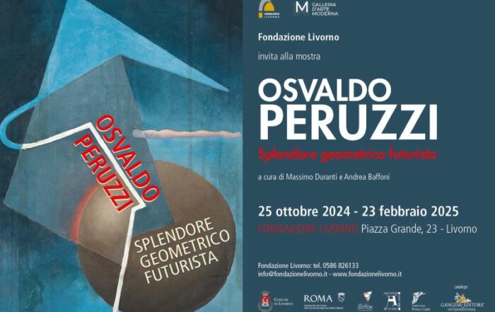 locandina mostra “Osvaldo Peruzzi. Splendore geometrico futurista”